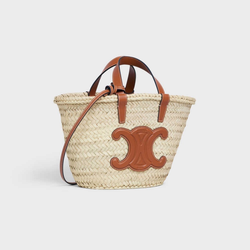 Celine Teen Triomphe Classic in Palm leaves and Calfskin Panier Tan | CL-593072