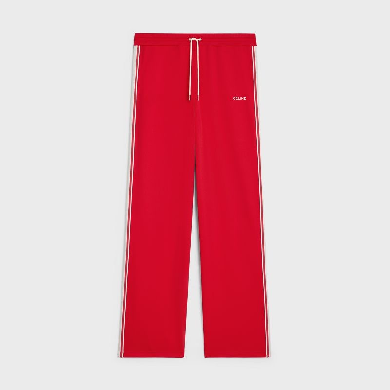 Celine Tracksuit in double face jersey Pants RED / OFF WHITE | CL-592039