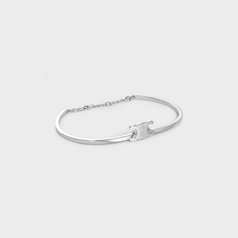 Celine Triomphe Articulated in Brass with Rhodium Finish Bracelets Silver | CL-592210