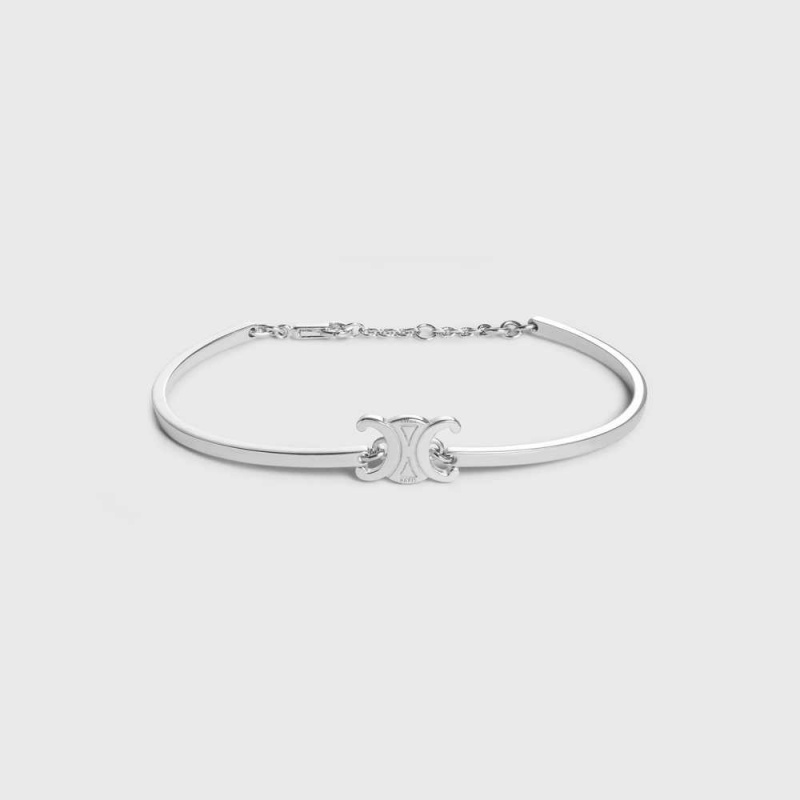 Celine Triomphe Articulated in Brass with Rhodium Finish Bracelets Silver | CL-592210