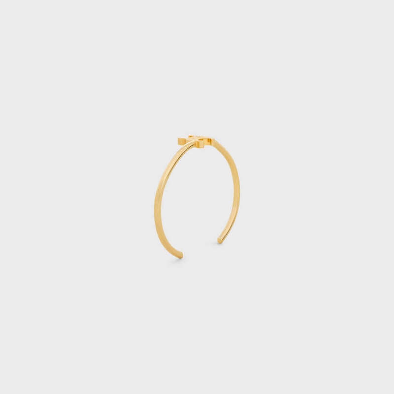 Celine Triomphe Asymmetric Cuff in Brass with Gold Finish Bracelets Gold | CL-592199