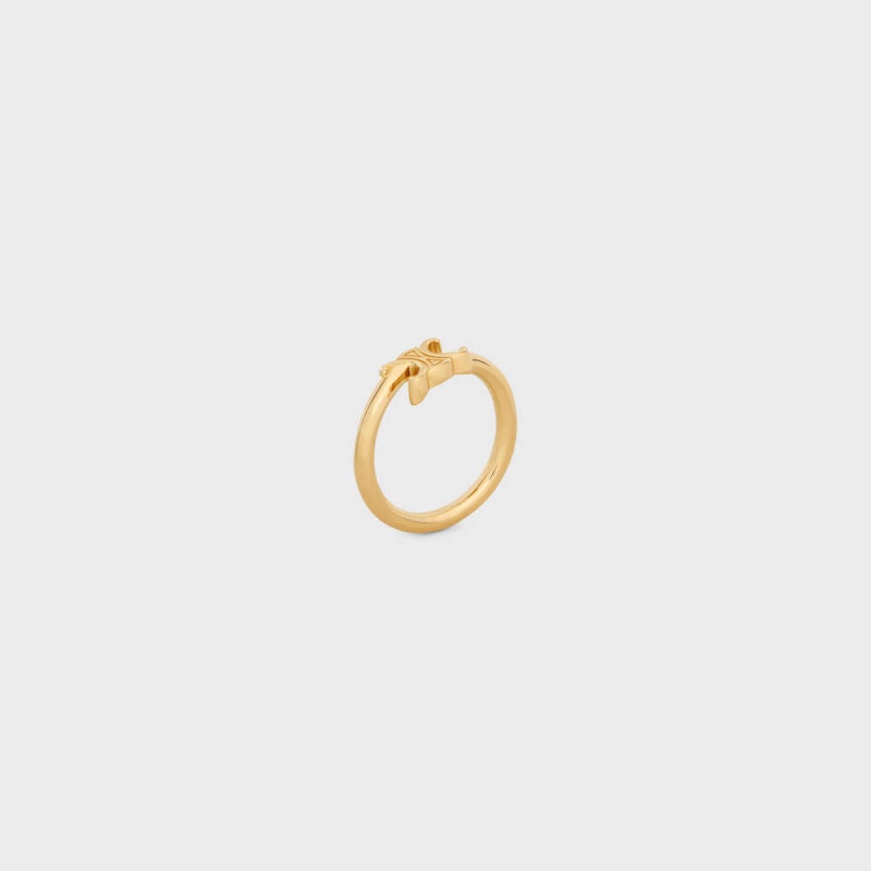 Celine Triomphe Asymmetric in Brass with Gold Finish Rings Gold | CL-592182