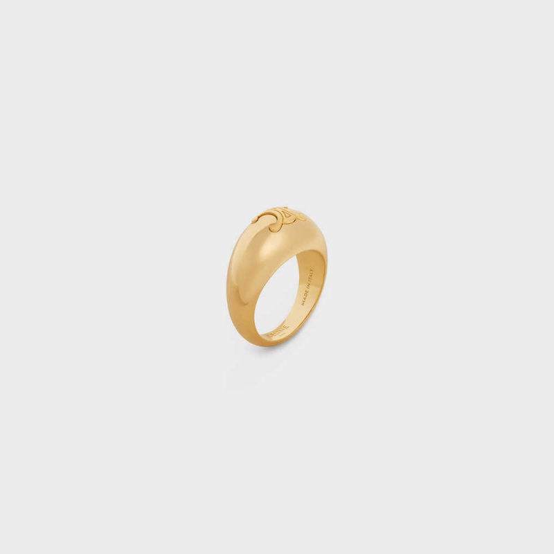 Celine Triomphe Bold in Brass with Gold Finish Rings Gold | CL-592190