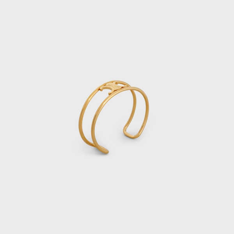 Celine Triomphe Cuff in Brass with Gold Finish Bracelets Gold | CL-592230