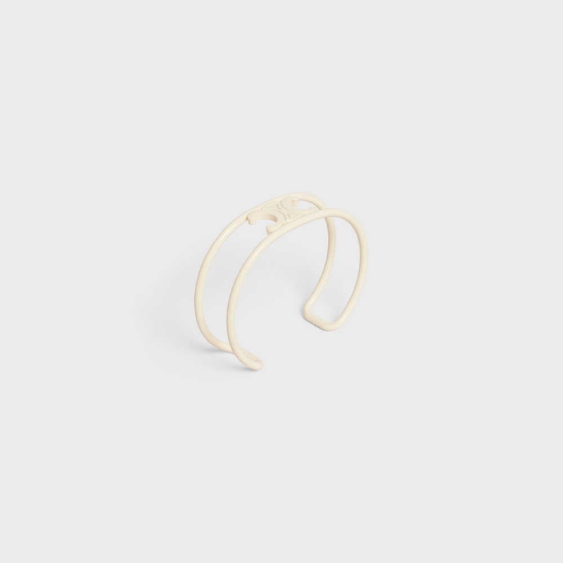 Celine Triomphe Cuff in Varnished Brass Bracelets Off White | CL-592218