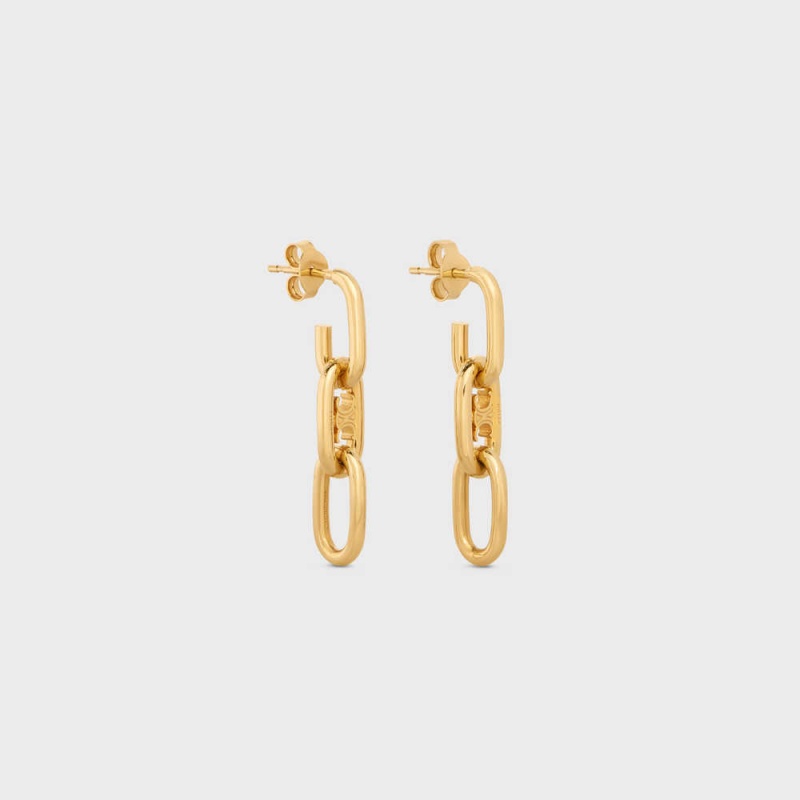 Celine Triomphe Dangling in Brass with Gold finish Earrings Gold | CL-592309