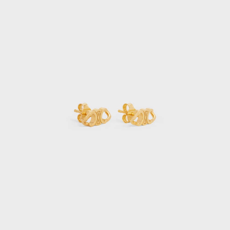 Celine Triomphe Gourmette Studs in Brass with Gold Finish Earrings Gold | CL-592310