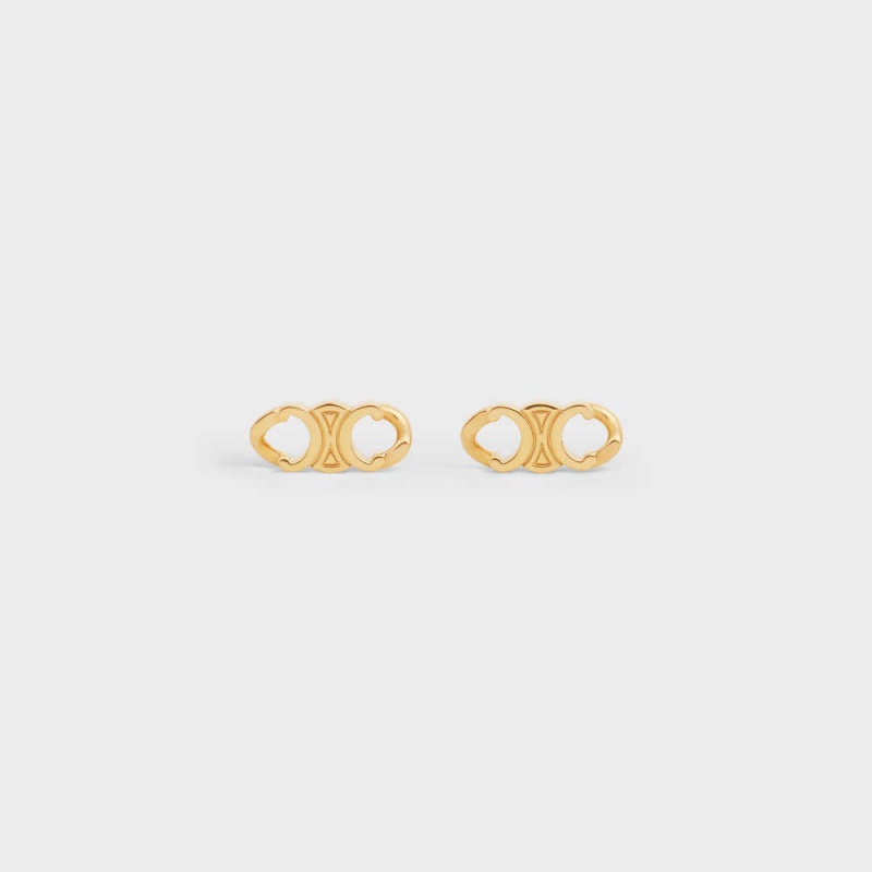 Celine Triomphe Gourmette Studs in Brass with Gold Finish Earrings Gold | CL-592310