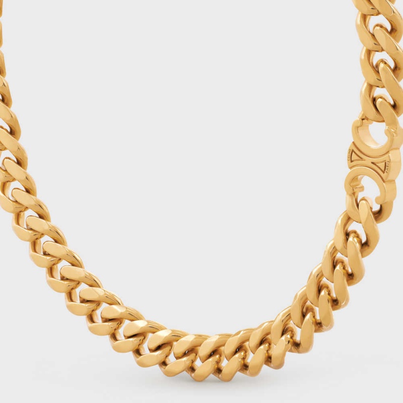 Celine Triomphe Gourmette in Brass with Gold Finish Necklaces Gold | CL-592255