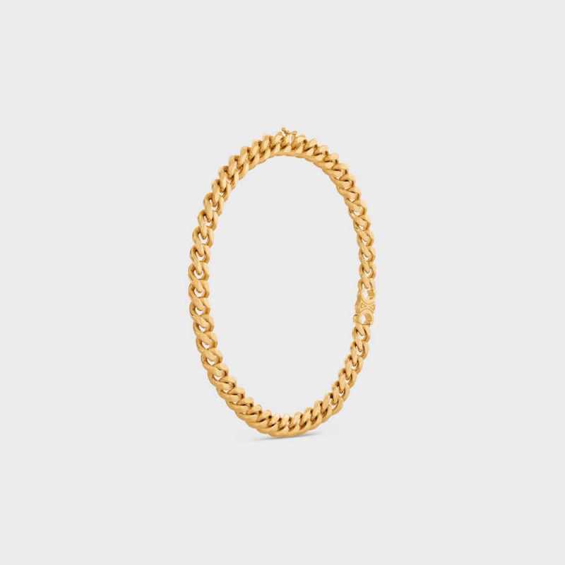 Celine Triomphe Gourmette in Brass with Gold Finish Necklaces Gold | CL-592255