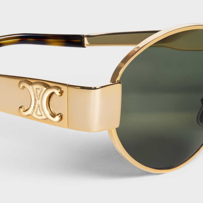 Celine Triomphe Metal 01 in Metal Sunglasses Gold / Green | CL-592399