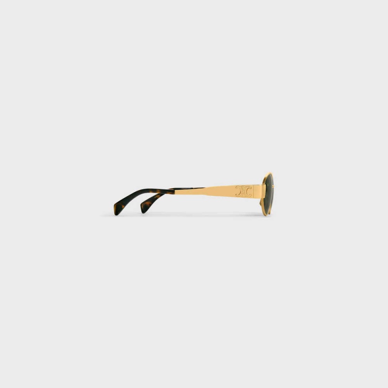 Celine Triomphe Metal 01 in Metal Sunglasses Gold / Green | CL-592399