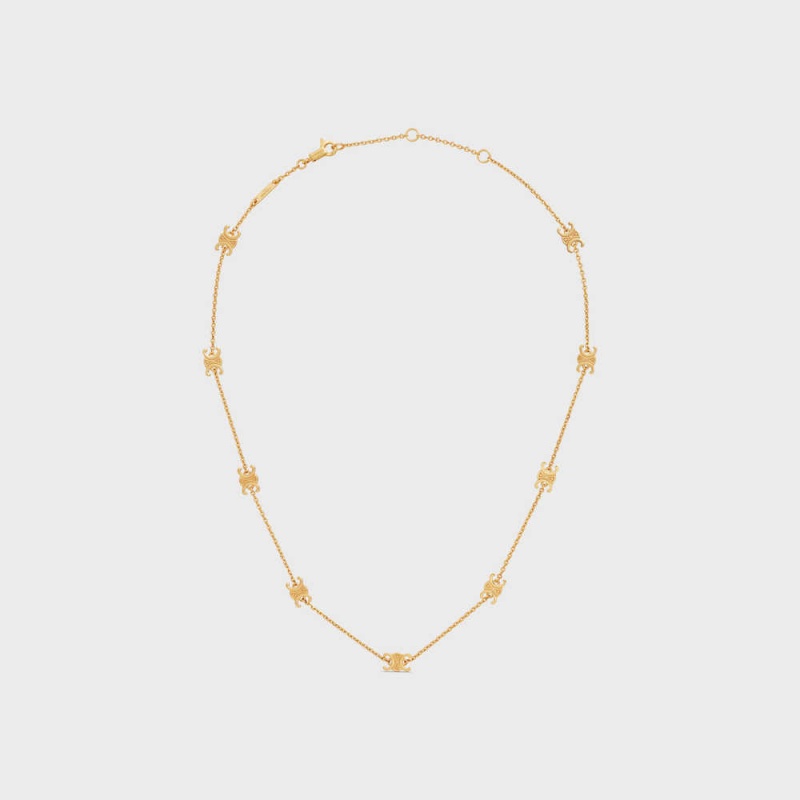 Celine Triomphe Mini Triomphe in Brass with Gold Finish Necklaces Gold | CL-592248