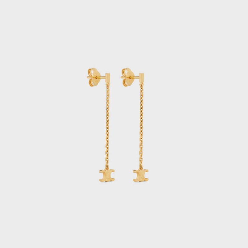 Celine Triomphe Mini Triomphe in Brass with Gold Finish Earrings Gold | CL-592301