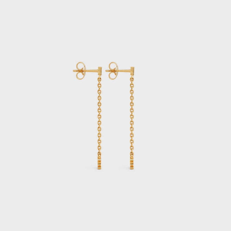 Celine Triomphe Mini Triomphe in Brass with Gold Finish Earrings Gold | CL-592301