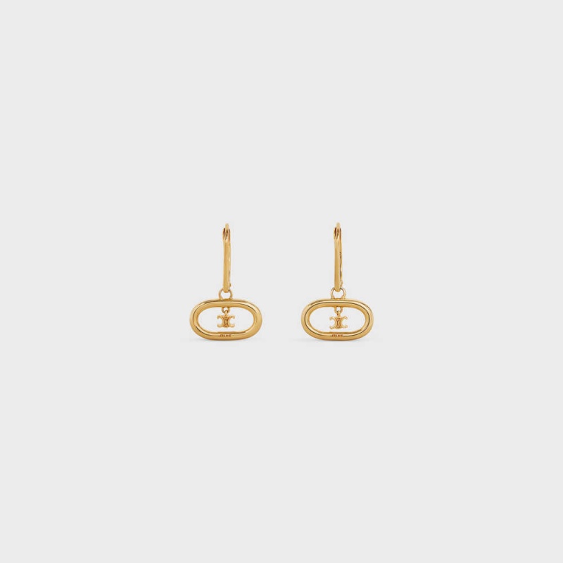 Celine Triomphe Mobile in Brass with Gold Finish Earrings Gold | CL-592308