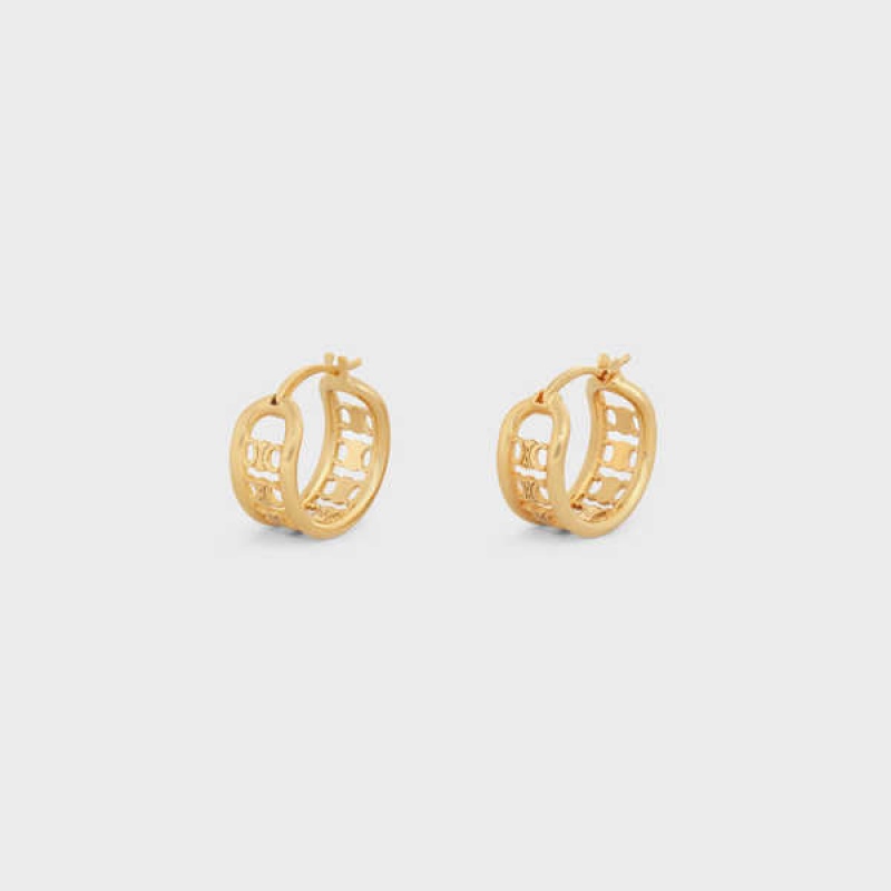 Celine Triomphe Multi Hoops in Brass with Gold Finish Earrings Gold | CL-592305