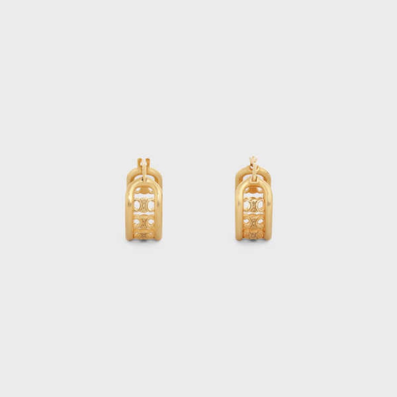 Celine Triomphe Multi Hoops in Brass with Gold Finish Earrings Gold | CL-592305