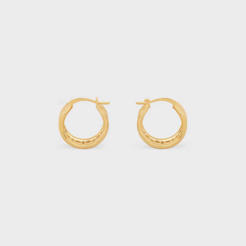 Celine Triomphe Multi Hoops in Brass with Gold Finish Earrings Gold | CL-592305