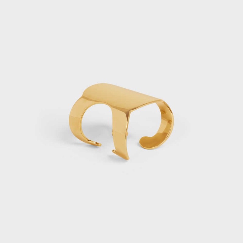 Celine Triomphe Shadow Cuff in Brass with Gold Finish Bracelets Gold | CL-592225