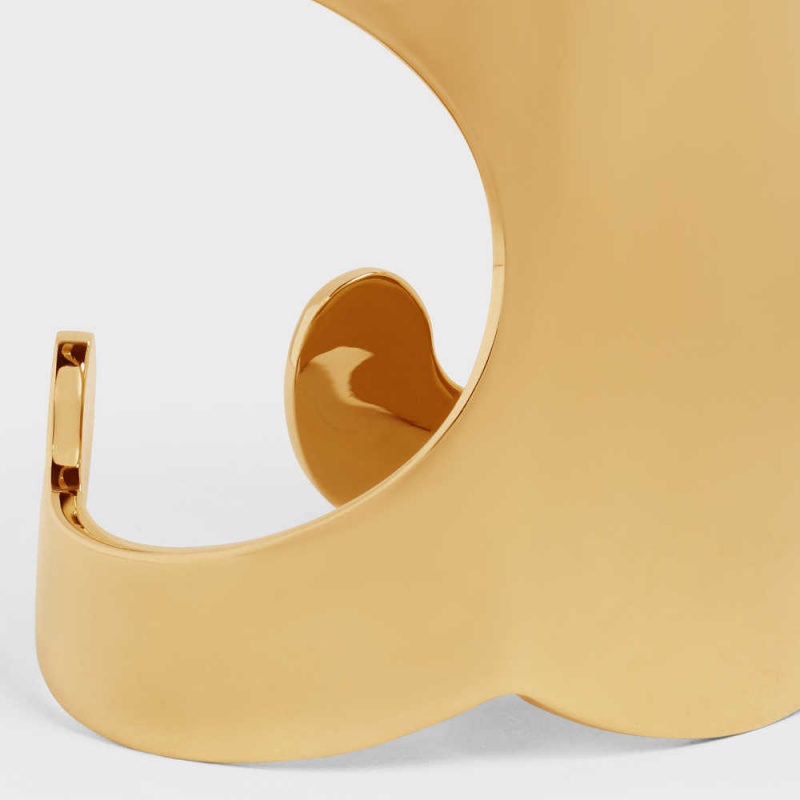 Celine Triomphe Shadow Cuff in Brass with Gold Finish Bracelets Gold | CL-592225