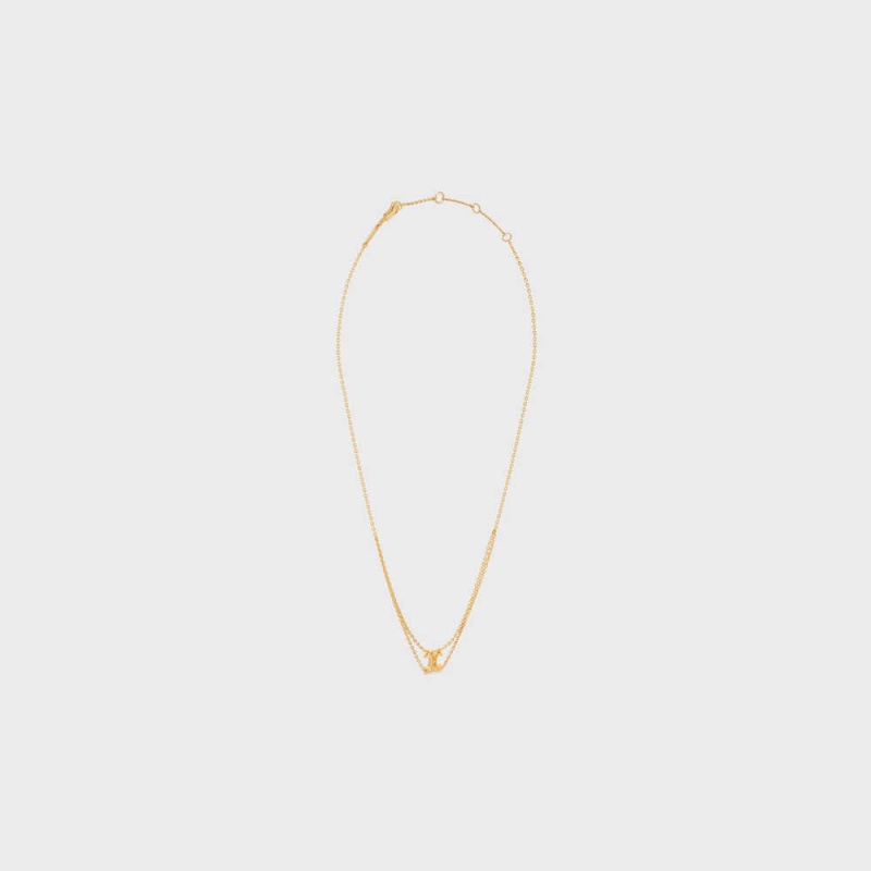 Celine Triomphe Suspended in Brass with Gold Finish Necklaces Gold | CL-592247