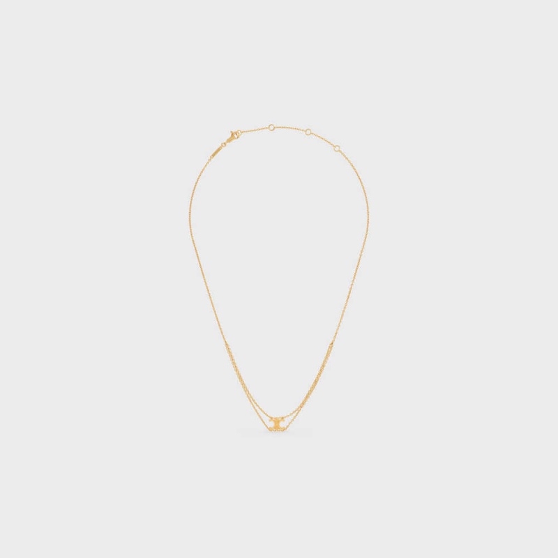 Celine Triomphe Suspended in Brass with Gold Finish Necklaces Gold | CL-592247