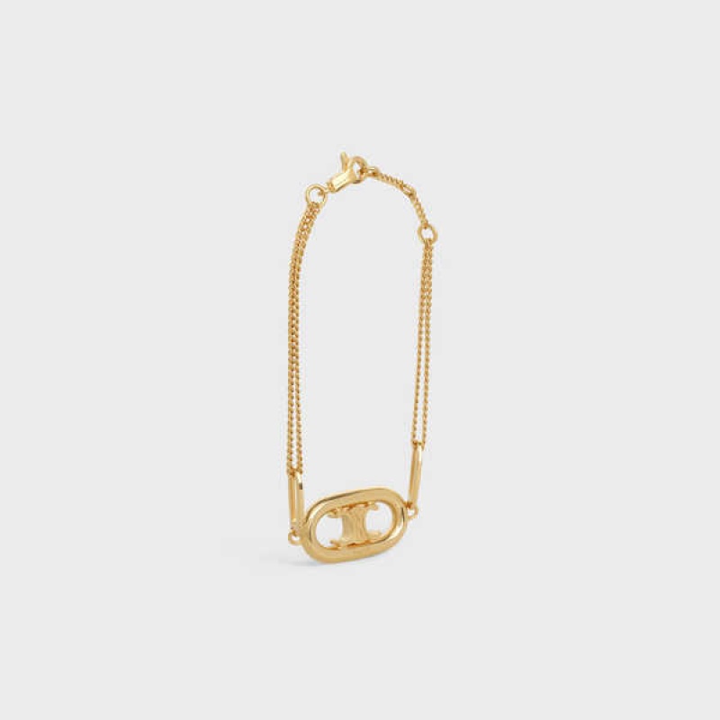 Celine Triomphe in Brass with Gold Finish Bracelets Gold | CL-592229