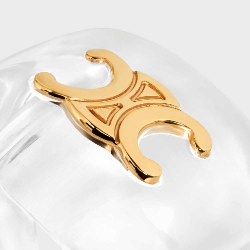 Celine Triomphe in Plexiglass and Brass with Gold Finish Rings Transparent & Gold | CL-592184