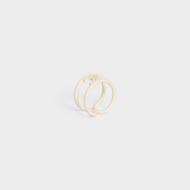 Celine Triomphe in Varnished Brass Rings Off White | CL-592185