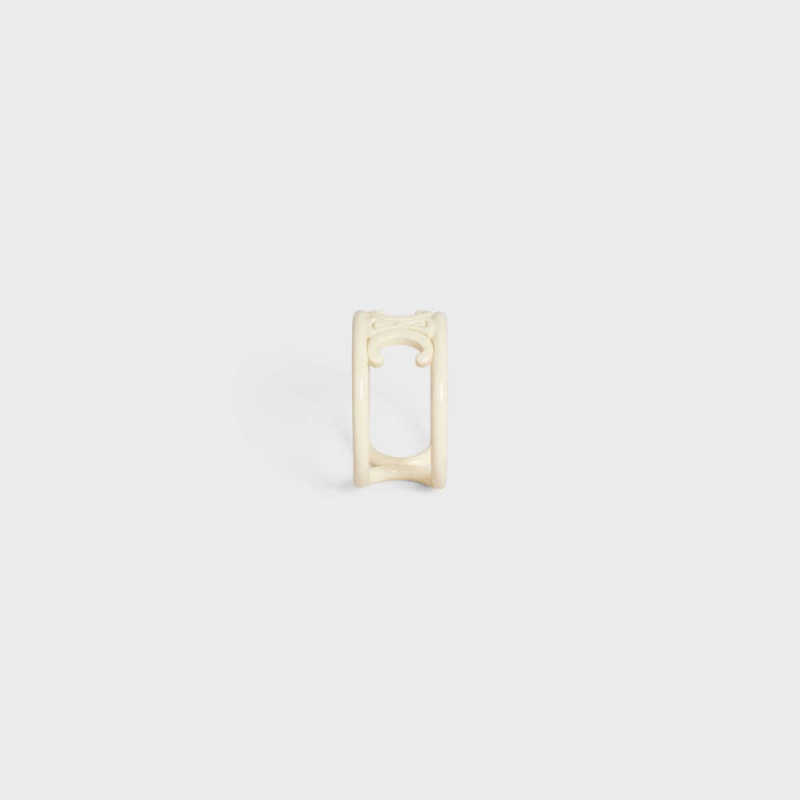 Celine Triomphe in Varnished Brass Rings Off White | CL-592185