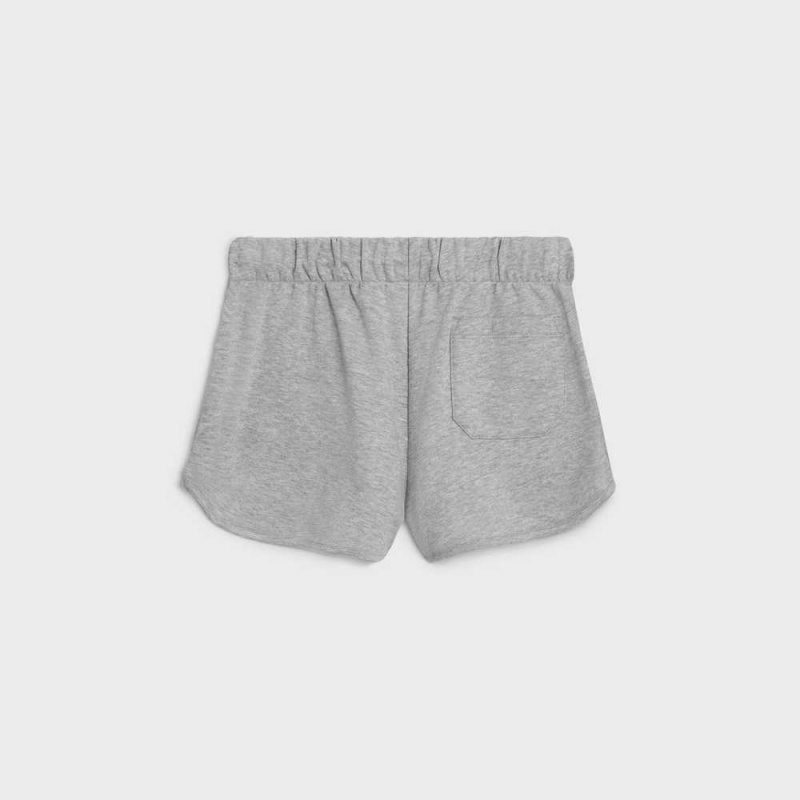 Celine Triomphe mini in cotton and cashmere Shorts grey / ecru | CL-592756