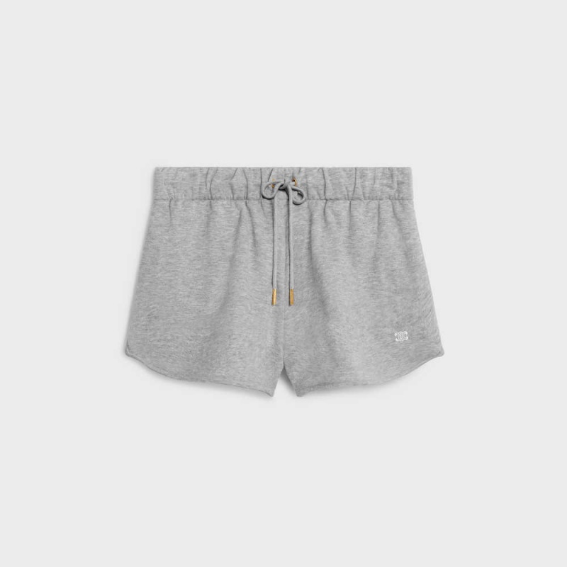 Celine Triomphe mini in cotton and cashmere Shorts grey / ecru | CL-592756