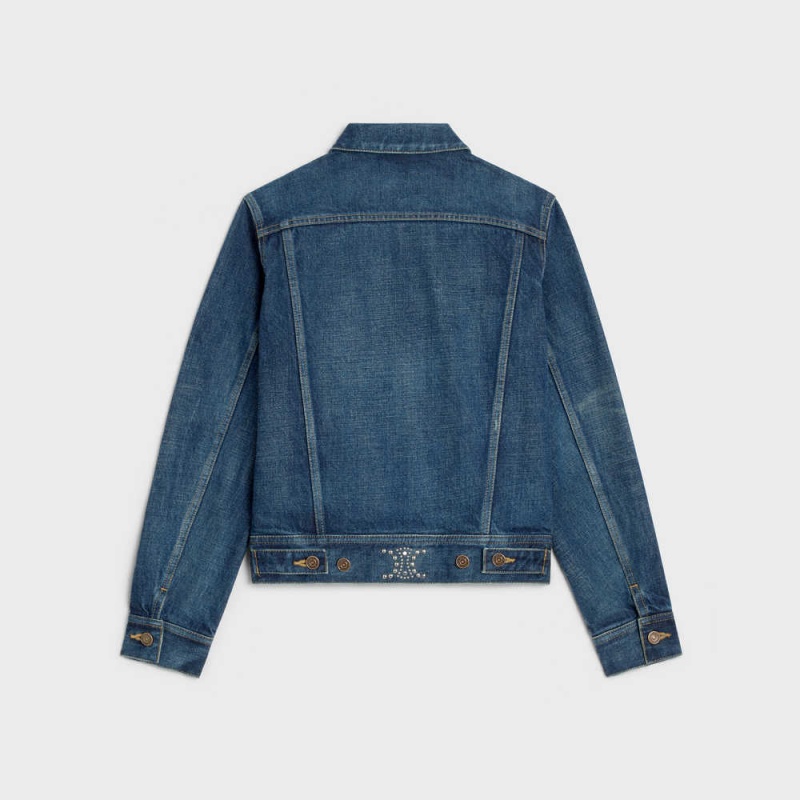 Celine Trucker in clean dark union wash denim Jackets CLEAN DARK UNION WASH | CL-592632