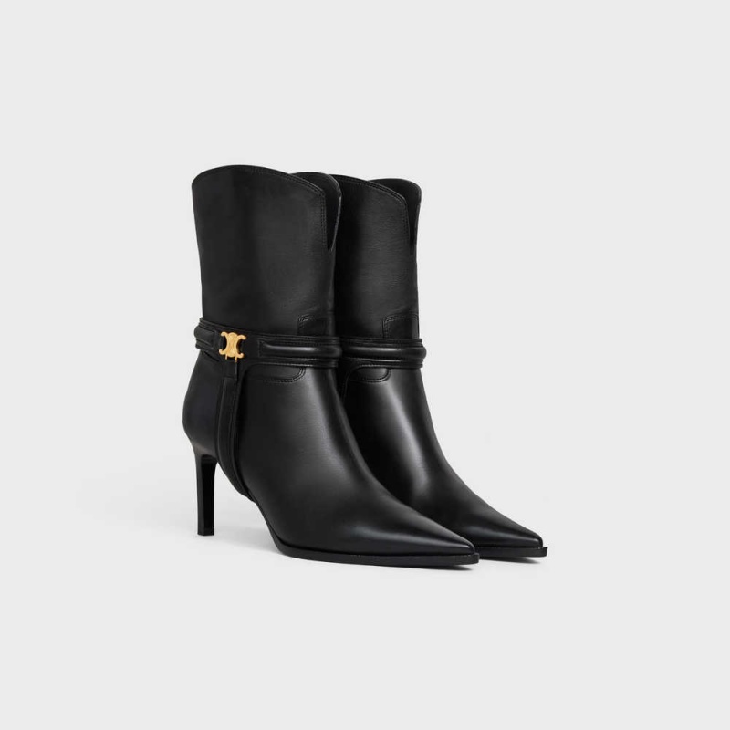 Celine VERNEUIL TRIOMPHE HARNESS LOW in Calfskin Boots Black | CL-592491