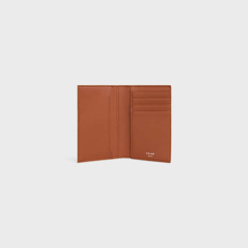 Celine VERTICAL in Triomphe Canvas Card Holders Tan / Ecru | CL-591815