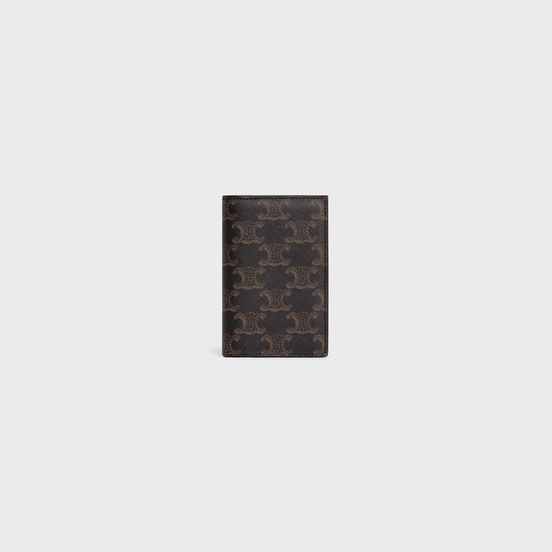 Celine VERTICAL in Triomphe Canvas Card Holders Black | CL-591814