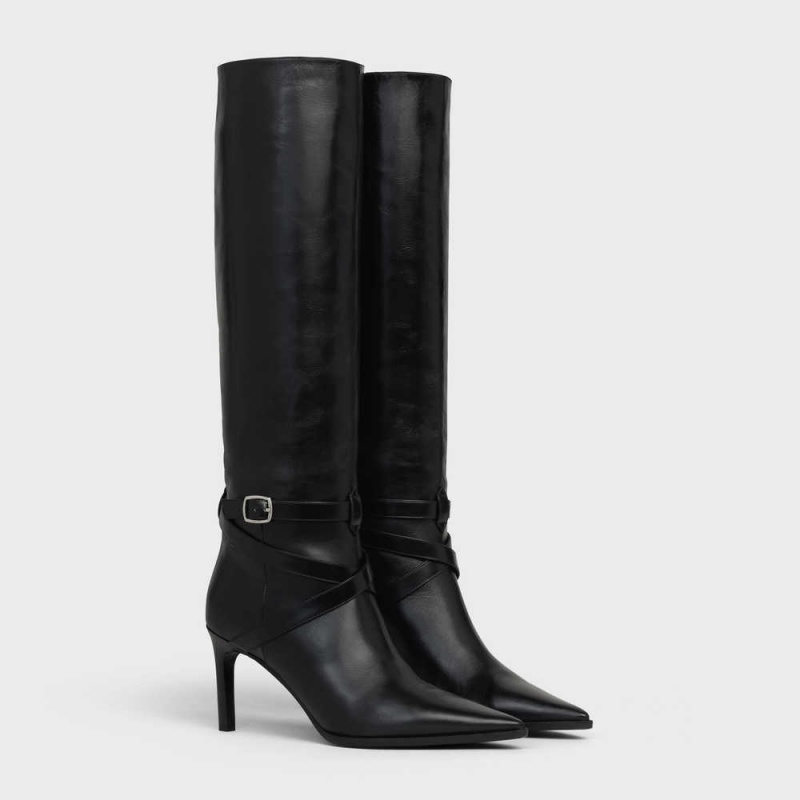 Celine Verneuil high in Calfskin Boots Black | CL-592518