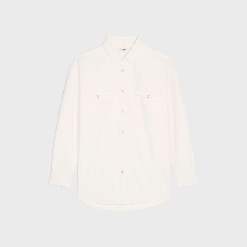 Celine WESTERN IN OPTIC WASH DENIM Shirts OPTIC WHITE WASH | CL-592155