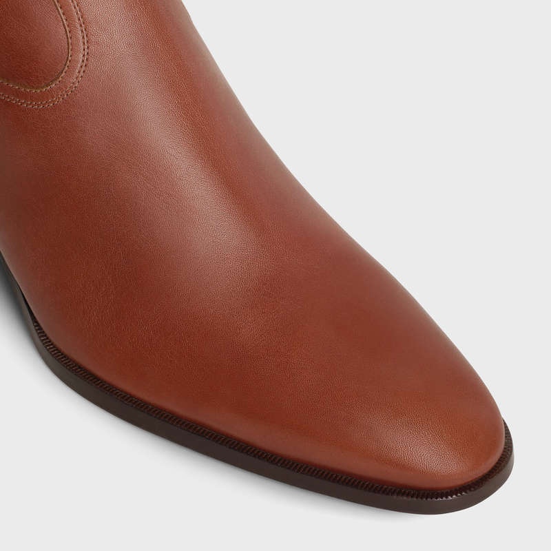 Celine WESTERN ZIPPED ISAAC in Calfskin Boots Cognac | CL-591862