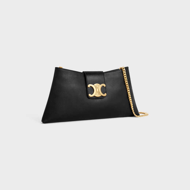 Celine WILTERN CLUTCH SOFT in SMOOTH CALFSKIN Triomphe Black | CL-593175