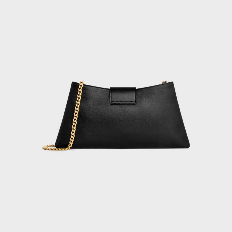 Celine WILTERN CLUTCH SOFT in SMOOTH CALFSKIN Triomphe Black | CL-593175