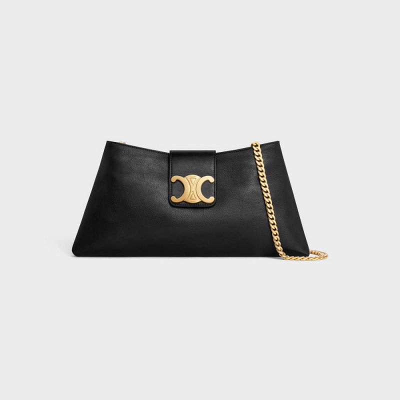 Celine WILTERN CLUTCH SOFT in SMOOTH CALFSKIN Triomphe Black | CL-593175