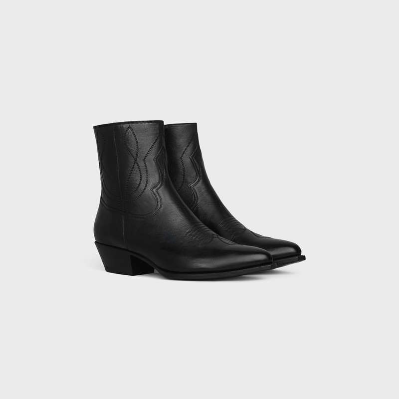 Celine ZIPPED WESTERN in Calfskin Boots Black | CL-591872