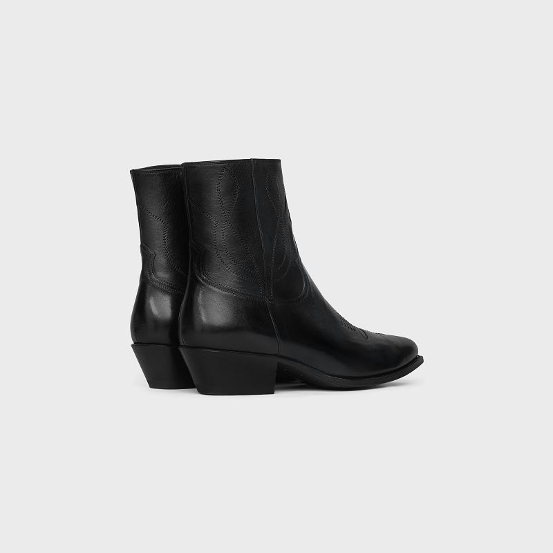 Celine ZIPPED WESTERN in Calfskin Boots Black | CL-591872