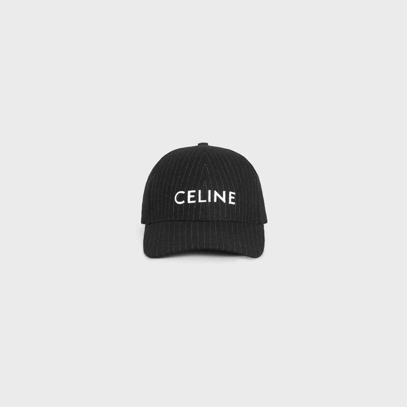 Celine baseball in striped flannel Cap NOIR/CRAIE | CL-591691