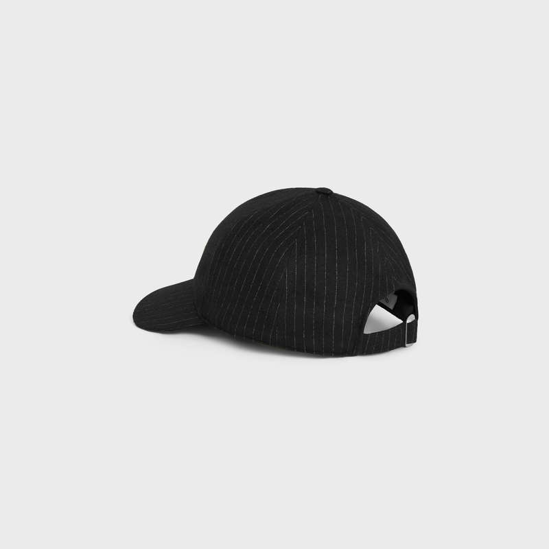 Celine baseball in striped flannel Cap NOIR/CRAIE | CL-591691