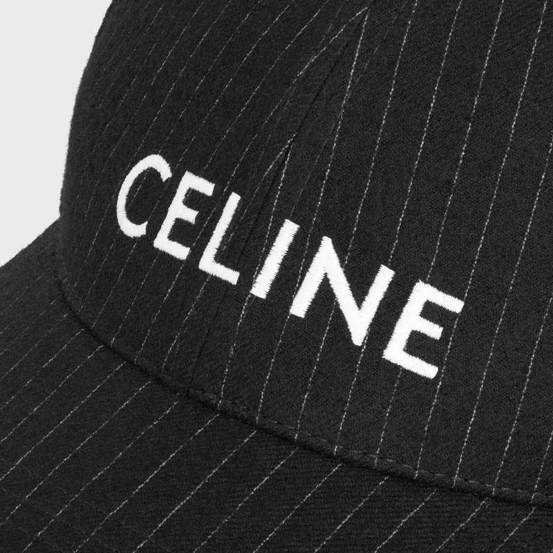 Celine baseball in striped flannel Cap NOIR/CRAIE | CL-591691