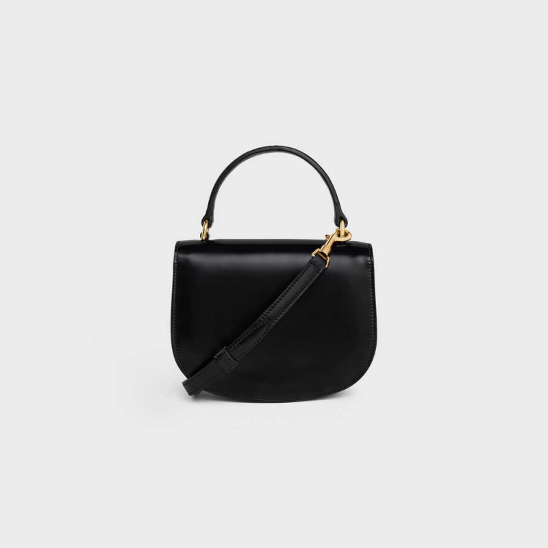 Celine besace triomphe in SHINY CALFSKIN Mini Bags Black | CL-593029