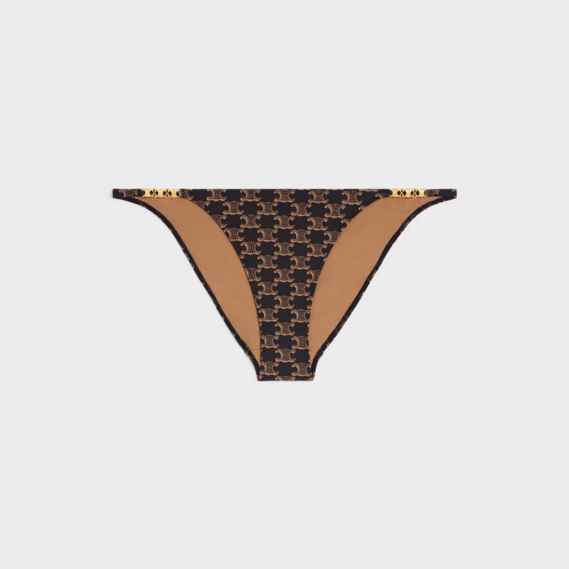 Celine bottom in matte monogram jersey Swimwear Toffee / Brown | CL-592767